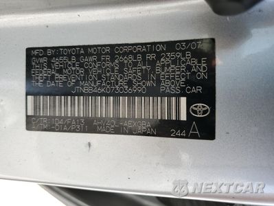 Zdjęcie 23 z 24 samochodu: 2007 TOYOTA CAMRY HYBRID VIN:JTNBB46K073036990 - miniatura