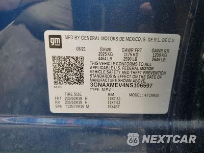 Zdjęcie 13 z 13 samochodu: 2022 CHEVROLET EQUINOX RS VIN:3GNAXMEV4NS106597 - miniatura