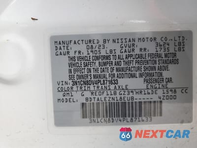 Zdjęcie 12 z 12 samochodu: 2023 NISSAN VERSA S VIN:3N1CN8DV4PL871633 - miniatura