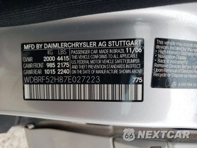 Zdjęcie 14 z 14 samochodu: 2007 MERCEDES-BENZ C 230 VIN:WDBRF52H87E027223 - miniatura