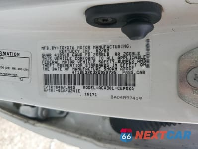 Zdjęcie 12 z 12 samochodu: 2002 TOYOTA CAMRY LE VIN:4T1BE32K32U052725 - miniatura