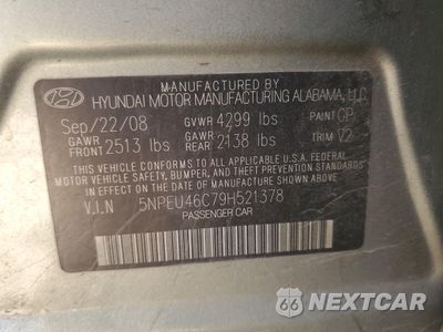 Zdjęcie 12 z 13 samochodu: 2009 HYUNDAI SONATA SE VIN:5NPEU46C79H521378 - miniatura