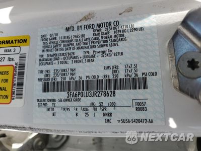 Zdjęcie 12 z 12 samochodu: 2018 FORD FUSION SE HYBRID VIN:3FA6P0LU3JR278628 - miniatura