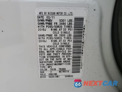 Zdjęcie 13 z 13 samochodu: 2011 INFINITI FX35 VIN:JN8AS1MU3BM711239 - miniatura