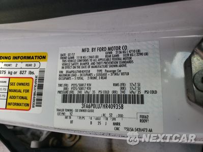 Zdjęcie 12 z 12 samochodu: 2017 FORD FUSION SE HYBRID VIN:3FA6P0LU7HR409358 - miniatura