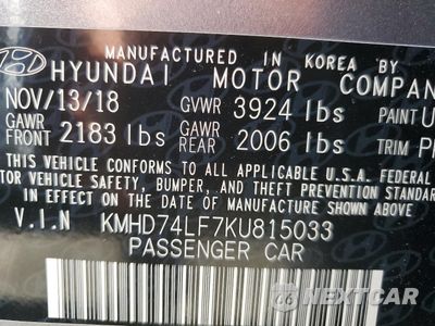 Zdjęcie 13 z 14 samochodu: 2019 HYUNDAI ELANTRA SE VIN:KMHD74LF7KU815033 - miniatura