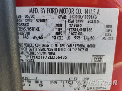 Zdjęcie 13 z 13 samochodu: 2002 FORD F250 SUPER DUTY VIN:1FTNX21F72ED56435 - miniatura