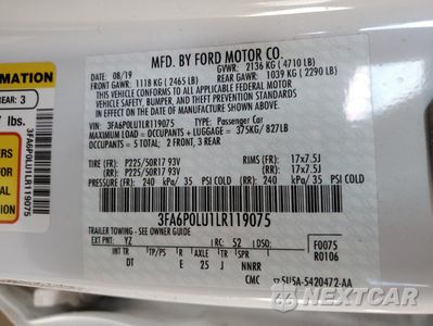 Zdjęcie 12 z 12 samochodu: 2020 FORD FUSION SE VIN:3FA6P0LU1LR119075 - miniatura