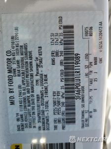 Zdjęcie 13 z 13 samochodu: 2020 FORD FUSION SE VIN:3FA6P0LU1LR119089 - miniatura
