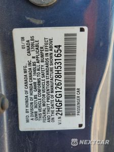 Zdjęcie 12 z 12 samochodu: 2008 HONDA CIVIC LX VIN:2HGFG12678H531654 - miniatura