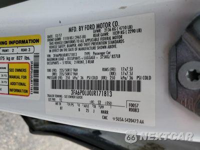 Zdjęcie 12 z 13 samochodu: 2018 FORD FUSION SE HYBRID VIN:3FA6P0LU0JR171813 - miniatura