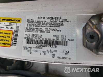 Zdjęcie 12 z 12 samochodu: 2017 FORD FUSION SE HYBRID VIN:3FA6P0LU9HR409264 - miniatura