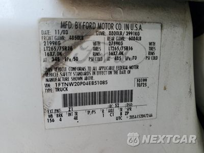 Zdjęcie 12 z 12 samochodu: 2004 FORD F250 SUPER DUTY VIN:1FTNW20P04EB51085 - miniatura