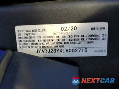 Zdjęcie 9 z 10 samochodu: 2020 YAMAHA YZFR6 C VIN:JYARJ28YXLA002715 - miniatura