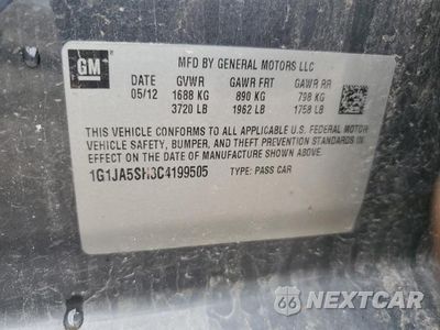 Zdjęcie 12 z 12 samochodu: 2012 CHEVROLET SONIC LS VIN:1G1JA5SH3C4199505 - miniatura