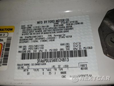 Zdjęcie 12 z 13 samochodu: 2019 FORD FUSION SE VIN:3FA6P0LU5KR124813 - miniatura