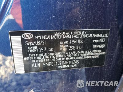 Zdjęcie 12 z 12 samochodu: 2022 HYUNDAI SONATA SEL PLUS VIN:5NPEJ4J21NH141745 - miniatura