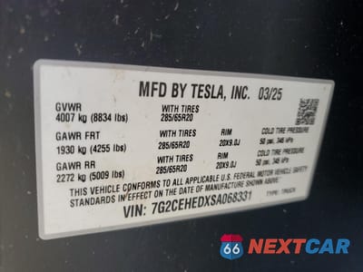 Zdjęcie 13 z 13 samochodu: 2025 TESLA CYBERTRUCK VIN:7G2CEHEDXSA068331 - miniatura