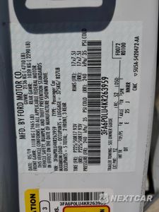Zdjęcie 12 z 12 samochodu: 2019 FORD FUSION SE VIN:3FA6P0LU4KR263959 - miniatura