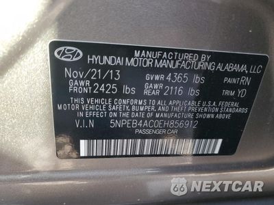 Zdjęcie 13 z 13 samochodu: 2014 HYUNDAI SONATA GLS VIN:5NPEB4AC0EH856912 - miniatura