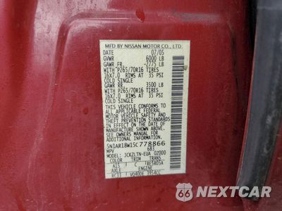 Zdjęcie 13 z 15 samochodu: 2005 NISSAN PATHFINDER LE VIN:5N1AR18W15C778866 - miniatura