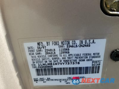 Zdjęcie 12 z 12 samochodu: 1997 LINCOLN TOWN CAR EXECUTIVE VIN:1LNLM81W7VY737737 - miniatura