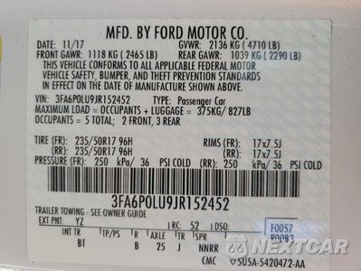 Zdjęcie 12 z 13 samochodu: 2018 FORD FUSION SE HYBRID VIN:3FA6P0LU9JR152452 - miniatura