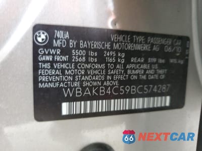 Zdjęcie 12 z 12 samochodu: 2011 BMW 740 LI VIN:WBAKB4C59BC574287 - miniatura