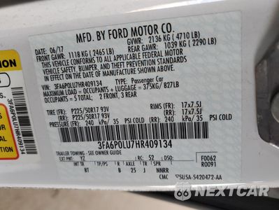 Zdjęcie 12 z 12 samochodu: 2017 FORD FUSION SE HYBRID VIN:3FA6P0LU7HR409134 - miniatura