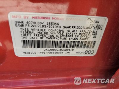 Zdjęcie 12 z 14 samochodu: 2008 MITSUBISHI LANCER GTS VIN:JA3AU86U18U028118 - miniatura