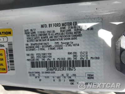 Zdjęcie 12 z 13 samochodu: 2018 FORD FUSION SE HYBRID VIN:3FA6P0LU2JR118675 - miniatura