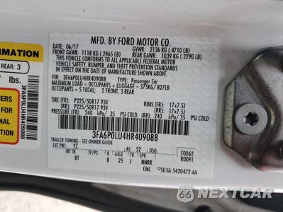 Zdjęcie 12 z 13 samochodu: 2017 FORD FUSION SE HYBRID VIN:3FA6P0LU4HR409088 - miniatura