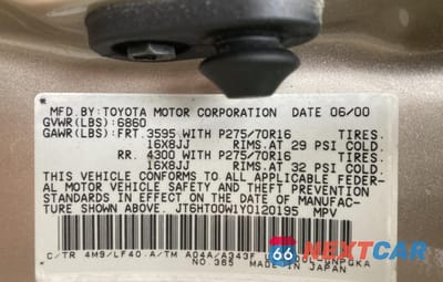 Zdjęcie 10 z 10 samochodu: 2000 LEXUS LX 470 VIN:JT6HT00W1Y0120195 - miniatura