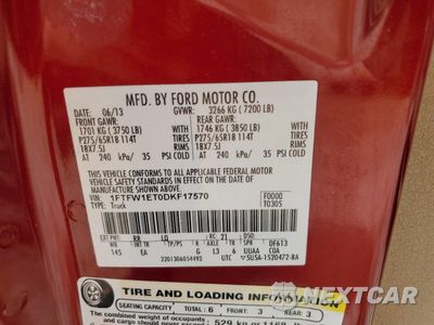 Zdjęcie 12 z 12 samochodu: 2013 FORD F150 SUPERCREW VIN:1FTFW1ET0DKF17570 - miniatura