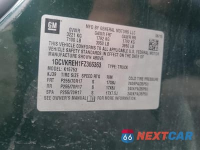 Zdjęcie 12 z 12 samochodu: 2015 CHEVROLET SILVERADO K1500 LT VIN:1GCVKREH1FZ366363 - miniatura