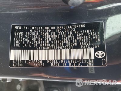 Zdjęcie 12 z 12 samochodu: 2023 TOYOTA COROLLA LE VIN:5YFB4MDE6PP070001 - miniatura