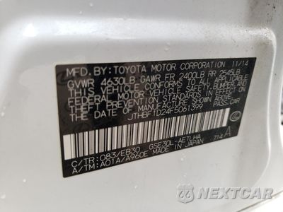 Zdjęcie 12 z 12 samochodu: 2015 LEXUS IS 250 VIN:JTHBF1D24F5061399 - miniatura