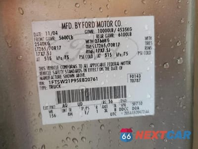 Zdjęcie 14 z 14 samochodu: 2005 FORD F250 SUPER DUTY VIN:1FTSW21P95EB20761 - miniatura