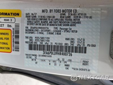 Zdjęcie 12 z 13 samochodu: 2017 FORD FUSION SE HYBRID VIN:3FA6P0LU9HR400726 - miniatura
