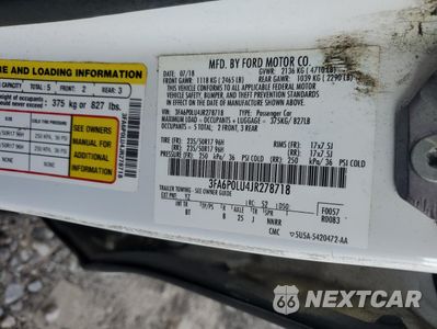Zdjęcie 12 z 12 samochodu: 2018 FORD FUSION SE HYBRID VIN:3FA6P0LU4JR278718 - miniatura