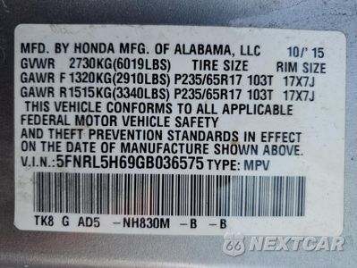 Zdjęcie 13 z 15 samochodu: 2016 HONDA ODYSSEY EXL VIN:5FNRL5H69GB036575 - miniatura