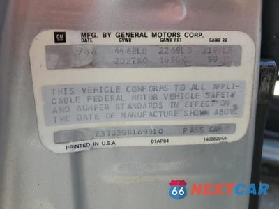 Zdjęcie 12 z 12 samochodu: 1986 CHEVROLET MONTE CARLO VIN:1G1GZ37G3GR169310 - miniatura