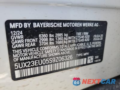 Zdjęcie 13 z 13 samochodu: 2025 BMW X5 XDRIVE40I VIN:5UX23EU05S9Z06326 - miniatura