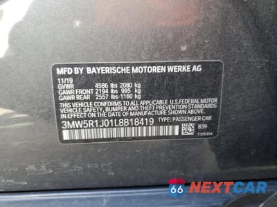 Zdjęcie 13 z 13 samochodu: 2020 BMW 330I VIN:3MW5R1J01L8B18419 - miniatura