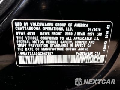 Zdjęcie 10 z 11 samochodu: 2016 VOLKSWAGEN PASSAT S VIN:1VWAT7A33GC047557 - miniatura