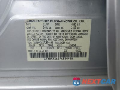 Zdjęcie 12 z 12 samochodu: 2007 NISSAN MAXIMA SE VIN:1N4BA41E17C854498 - miniatura