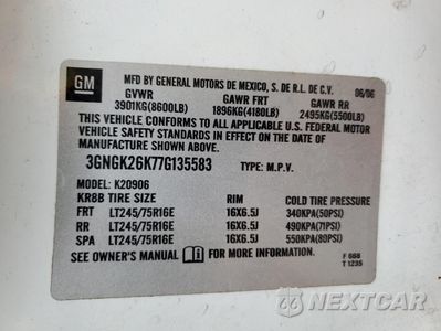 Zdjęcie 14 z 16 samochodu: 2007 CHEVROLET SUBURBAN K2500 VIN:3GNGK26K77G135583 - miniatura
