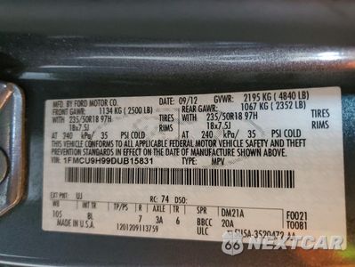 Zdjęcie 12 z 12 samochodu: 2013 FORD ESCAPE SEL VIN:1FMCU9H99DUB15831 - miniatura