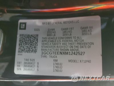 Zdjęcie 13 z 14 samochodu: 2021 CHEVROLET COLORADO ZR2 VIN:1GCGTEENXM1242527 - miniatura