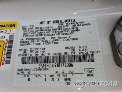 Zdjęcie 12 z 13 samochodu: 2018 FORD FUSION SE HYBRID VIN:3FA6P0LU9JR172006 - miniatura
